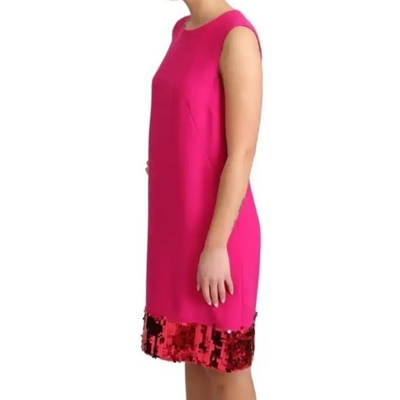 Dolce & Gabbana Pink Sequined Round Neck Shift Dress Sz IT 36 (M) NWOT - Picture 9 of 11
